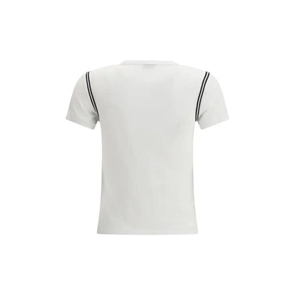 Kenzo hvid bomuldst-shirt med sorte striber. Spar 30-70% på mode