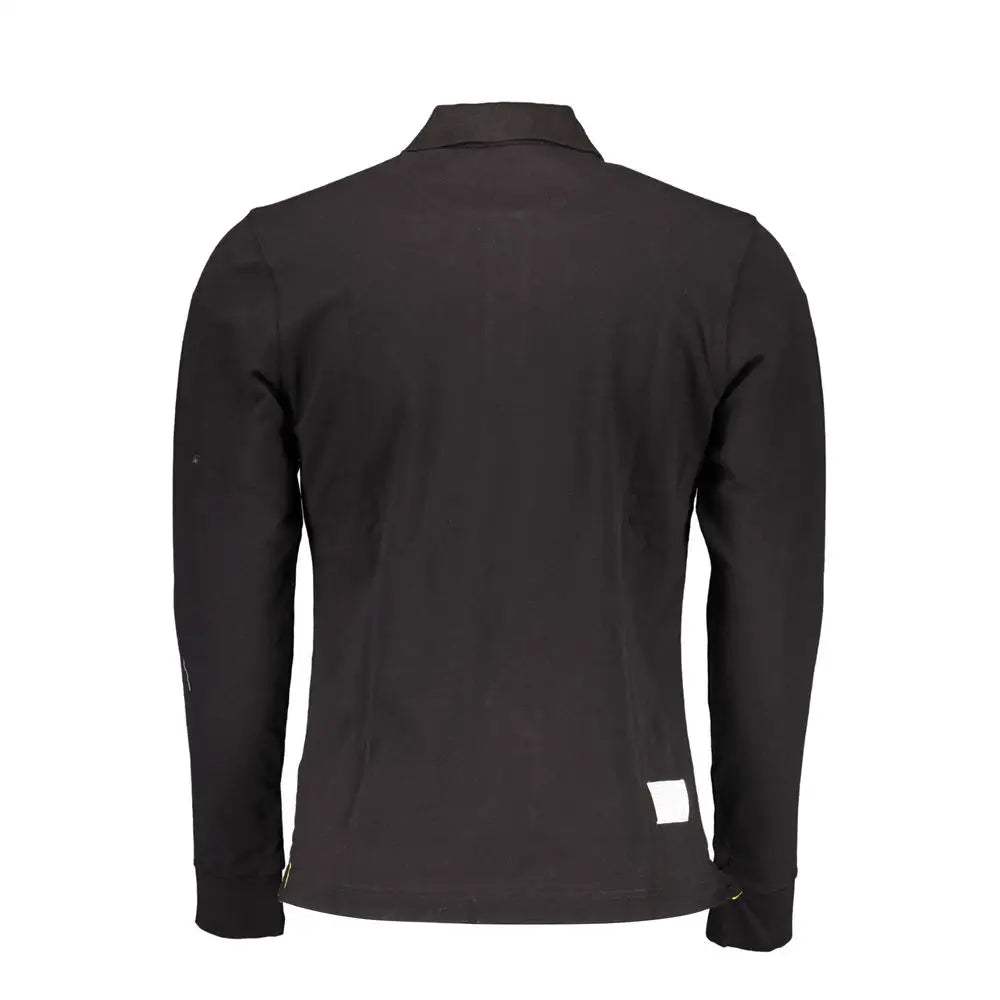 La Martina elegant long sleeved black polo shirt for men
