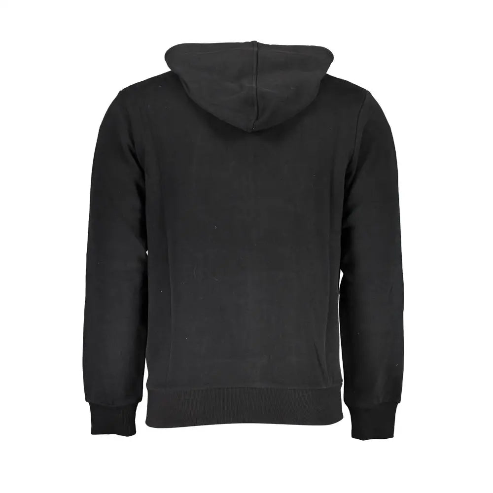 Sort La Martina sleek hooded cotton sweatshirt i sort med ribbede kanter