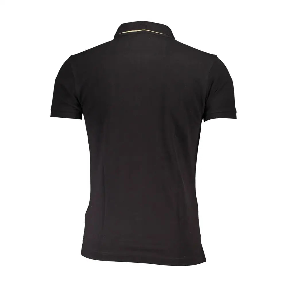 La Martina slim fit contrast detail polo i sort med guldtrim