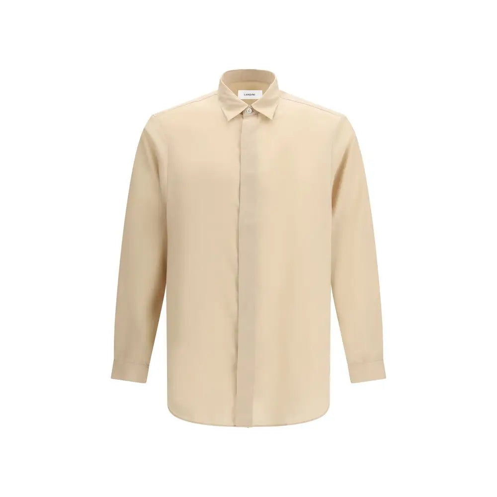 Lardini beige tencel dress shirt med langærmet design