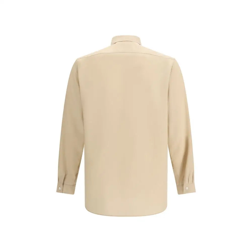 Lardini beige tencel dress shirt med klassisk krave og manchetter