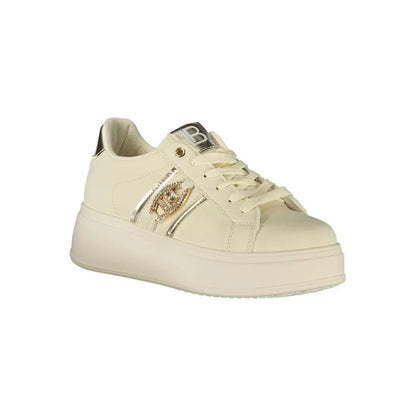 Laura Biagiotti beige polyester sneakers med guld- og sølvdetaljer
