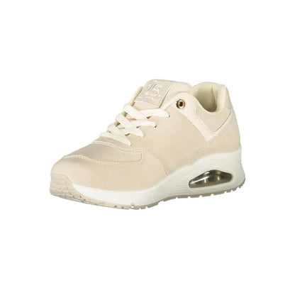 Laura Biagiotti beige polyester sneakers med hvid midsole og gennemsigtig air-enhed