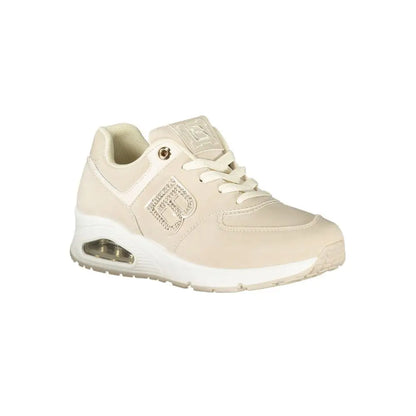 Laura Biagiotti beige polyester sneaker med transparent airkudde og b-logo