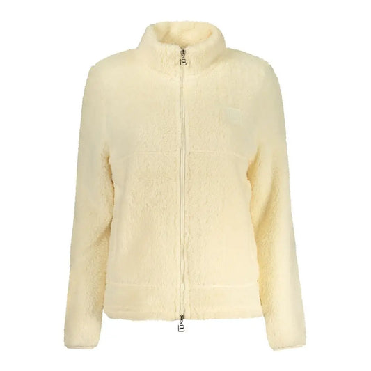 Laura Biagiotti beige sweatshirt: cream plush fleece jacket with high collar and zipper
