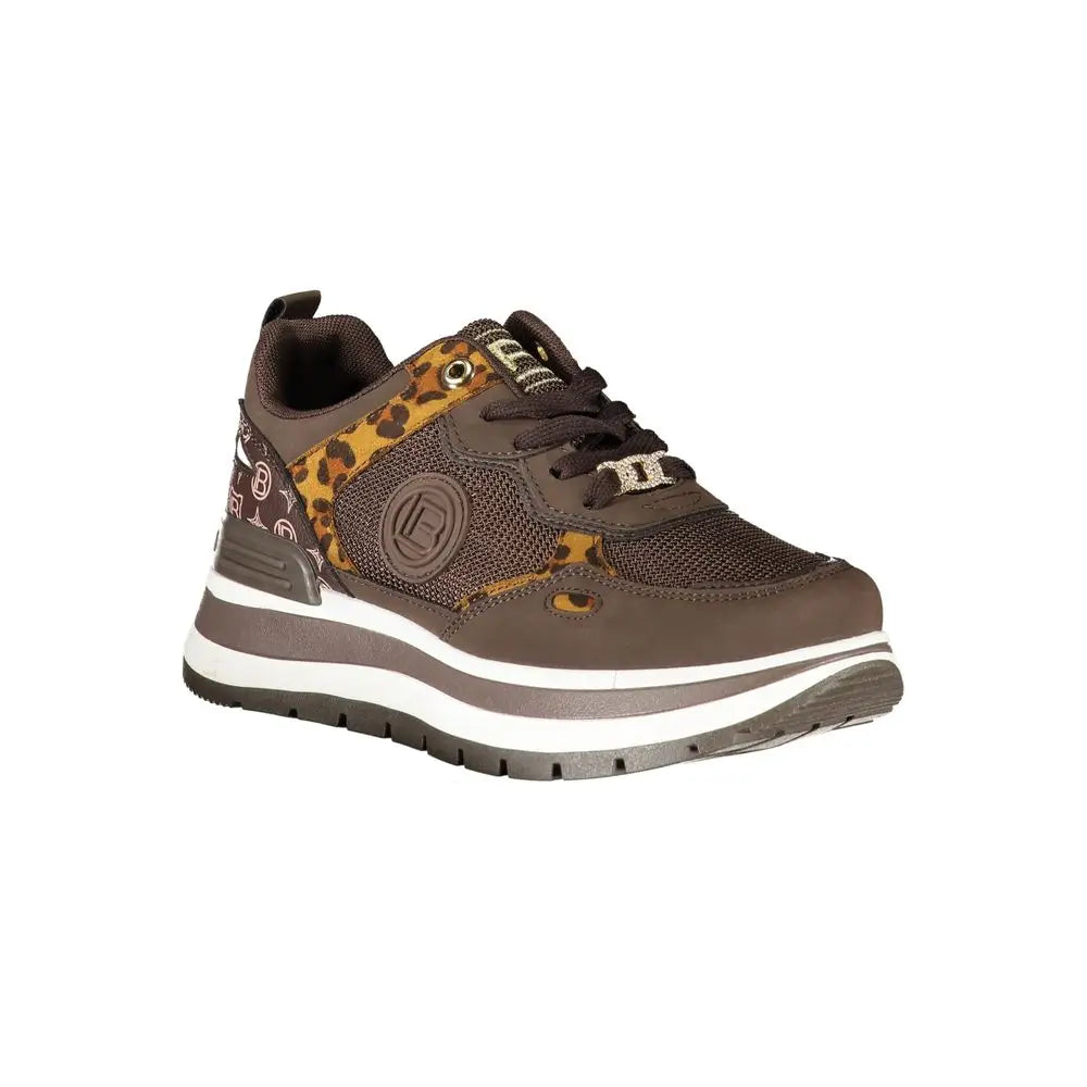 Laura Biagiotti brune polyester sneakers med leopardmønster