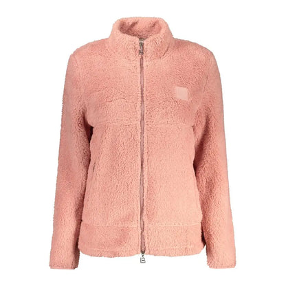 Laura Biagiotti Rosa polyester kvindesweatshirt i blød pink fleece med høj krave og lynlås