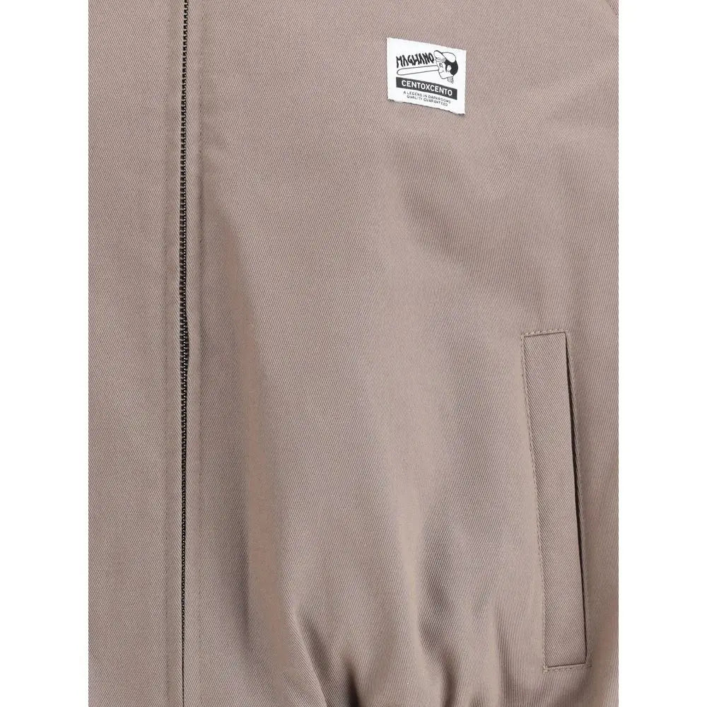 Beige bomuldssjakke Magliano med sort lynlås og Mikawa Centoxcento etiket