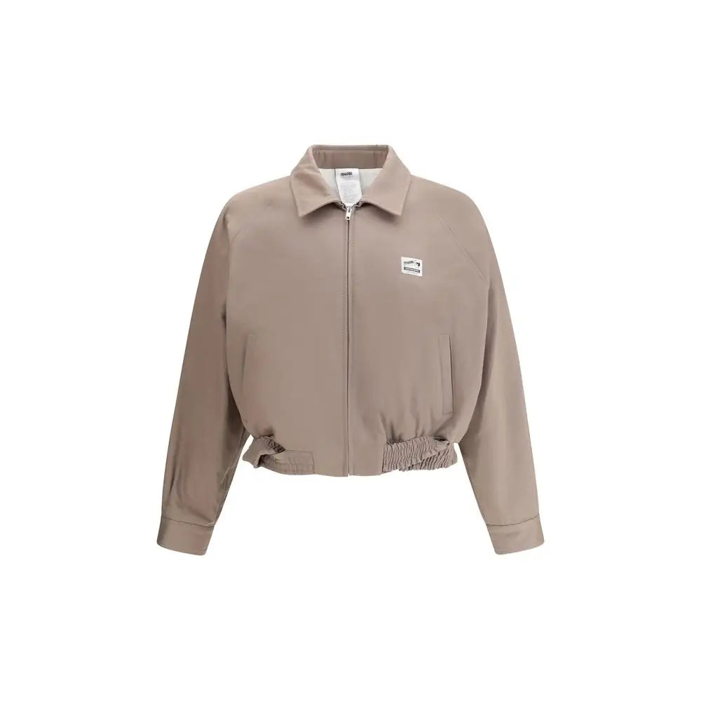 Beige Magliano cotton jacket med krave, lynlås og elastik taljebånd