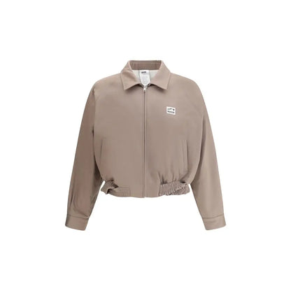 Beige Magliano cotton jacket med krave, lynlås og elastik taljebånd