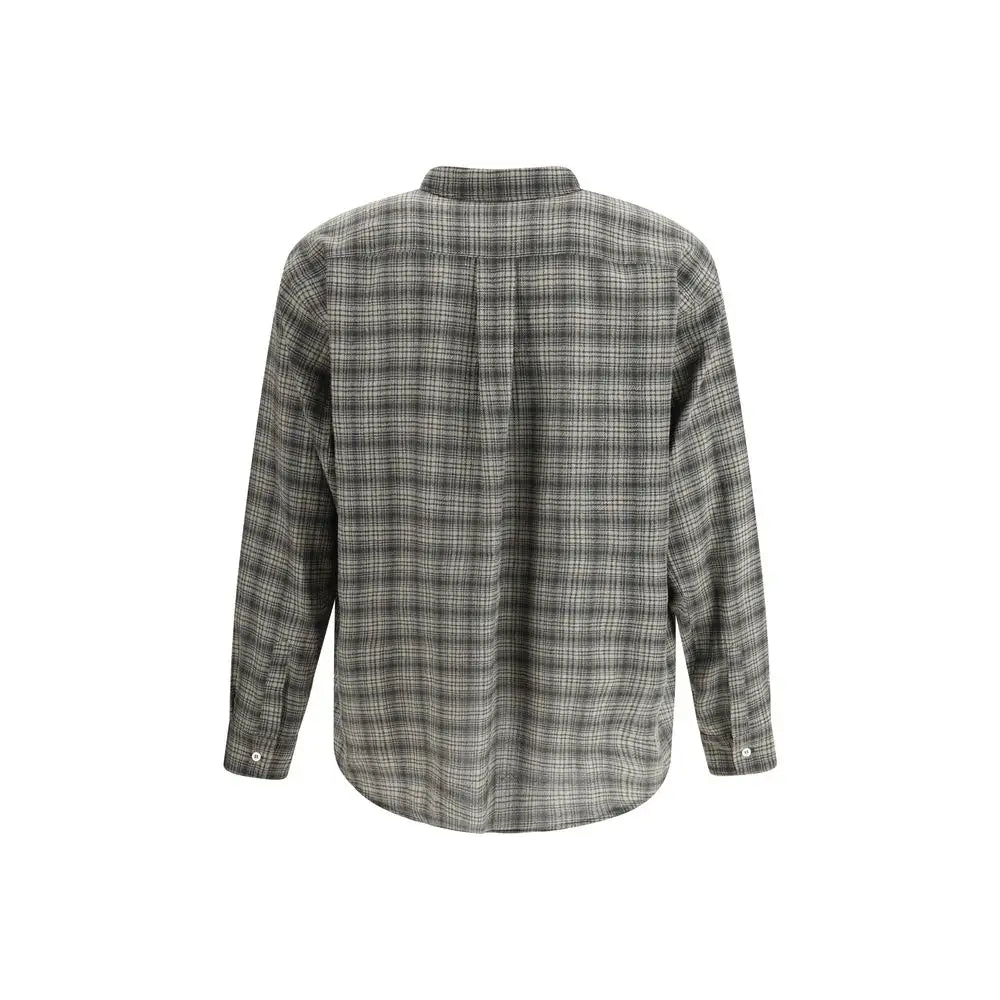 Magliano multicolor fleece wool pattern shirt in gray black plaid