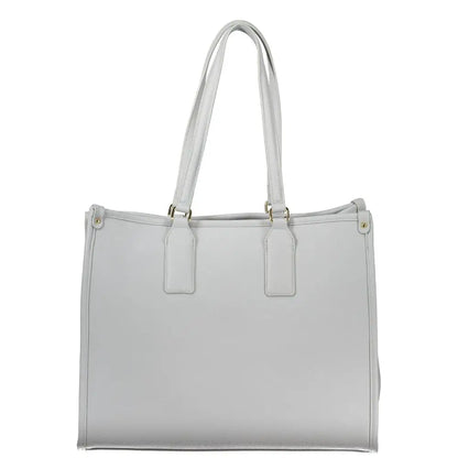 Sleek Mario Valentino Azzurro polyurethane women tote bag in light gray