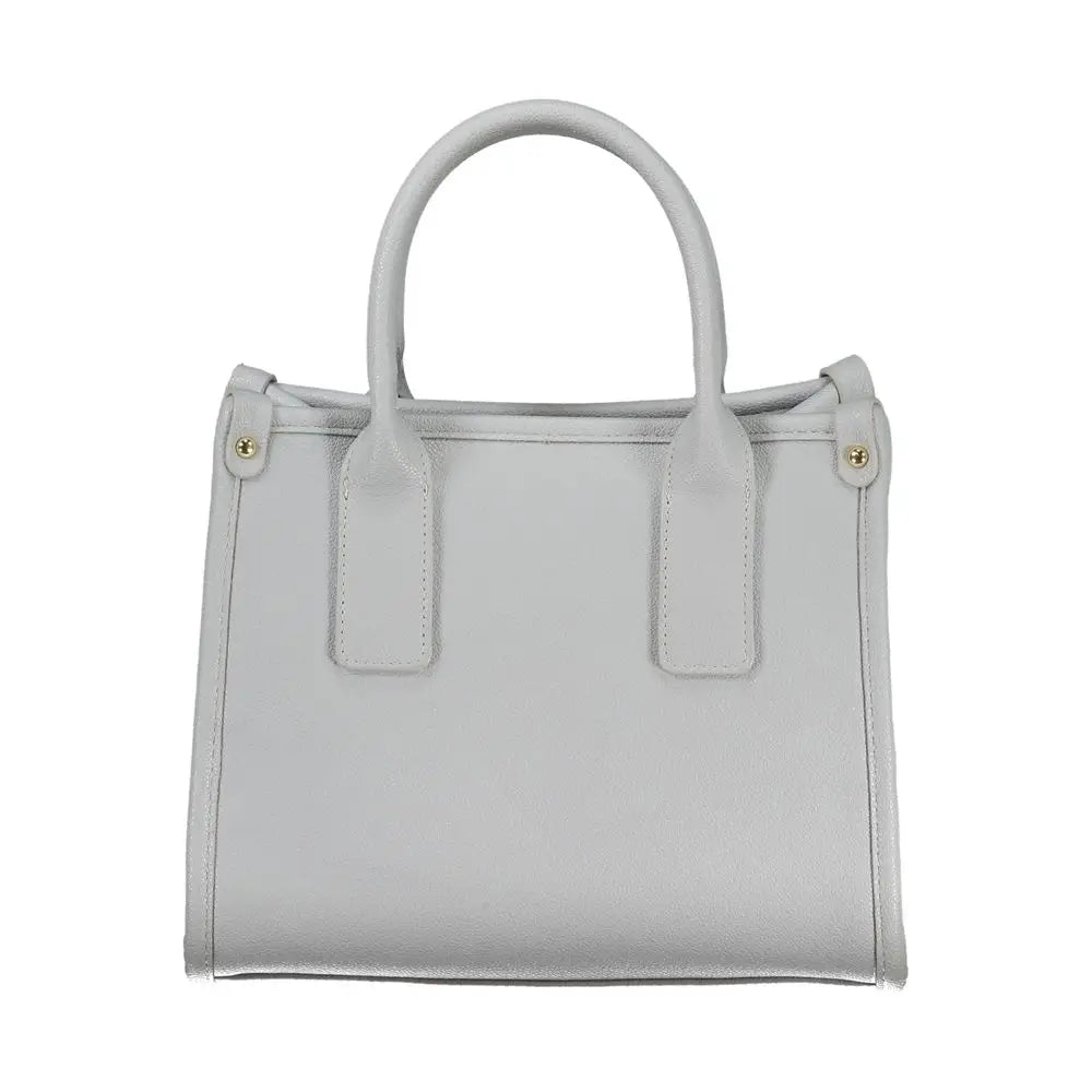 Mario Valentino Azzurro polyurethane gray leather tote bag with gold hardware