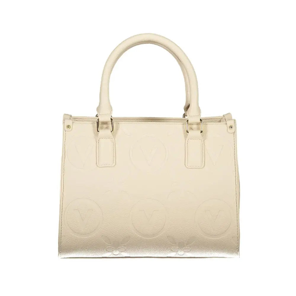 Mario Valentino beige håndtaske i cremfarvet læder med monogram