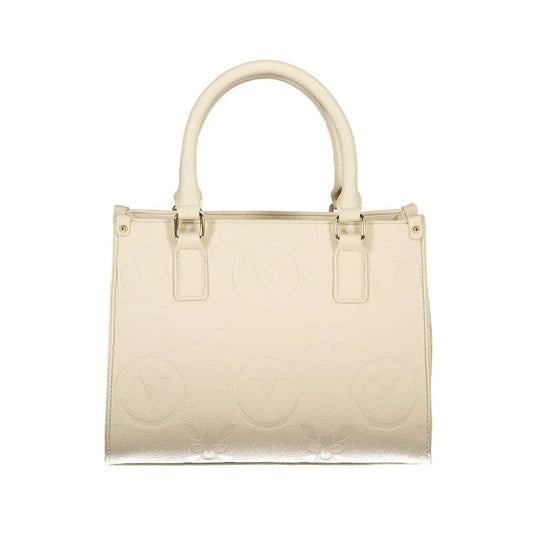 Mario Valentino beige håndtaske i cremfarvet læder med monogram