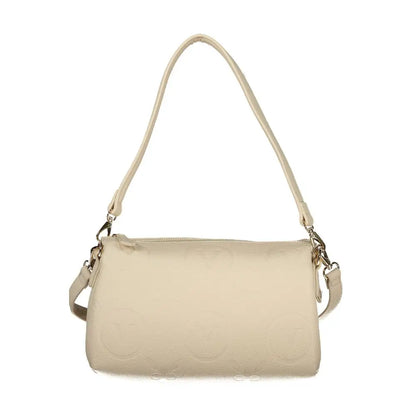 Mario Valentino beige læder crossbody taske med guld hardware