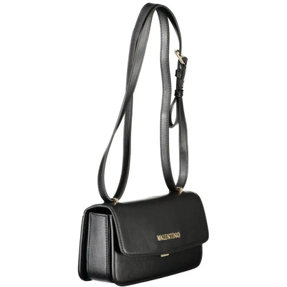 Mario Valentino sort læder crossbody taske med guld-logo