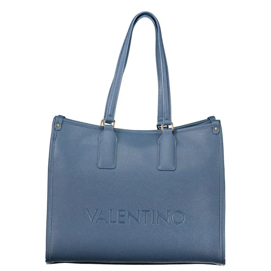 Sleek Mario Valentino blu polyurethane women tote bag with embossed logo