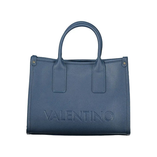 Mario Valentino navy blue tote med guld hardware, 100% originale brands