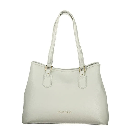 Elegante borsa Mario Valentino Grigio in poliuretano, tote bianca con hardware dorato