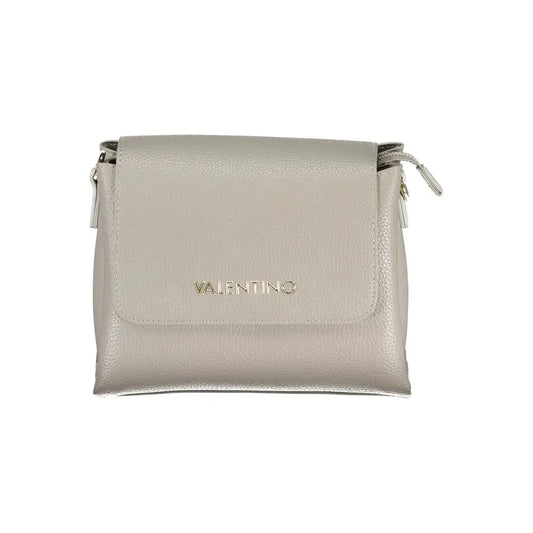 Sleek Mario Valentino Grigio crossbody bag in light gray polyurethane with gold logo