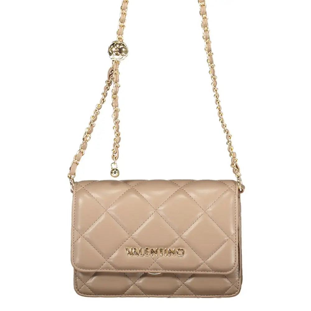 Beige quilted Mario Valentino marrone poliuretano crossbody bag with gold chain