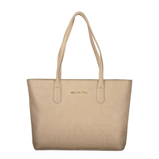 Beige Mario Valentino Marrone polyurethane tote bag with embossed logo