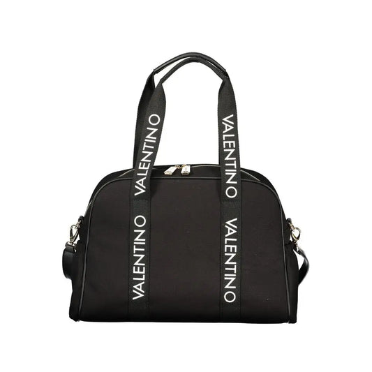 Sort Mario Valentino Nero Cotton Women Handbag med sort duffel og hvidt logo