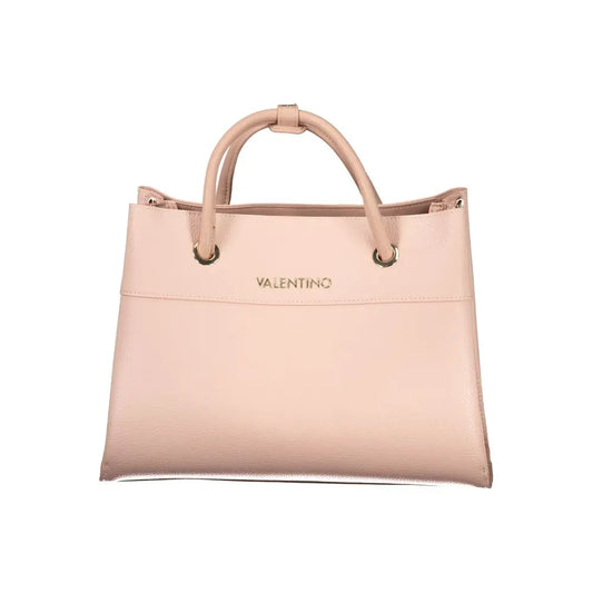 Sleek Mario Valentino Rosa polyurethane tote bag in blush pink with leather handles
