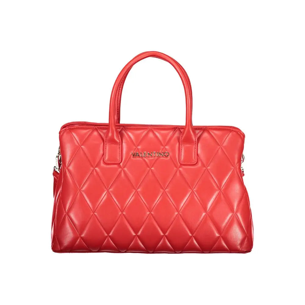 Vibrant Mario Valentino Rosso polyurethane quilted handbag in red diamond pattern