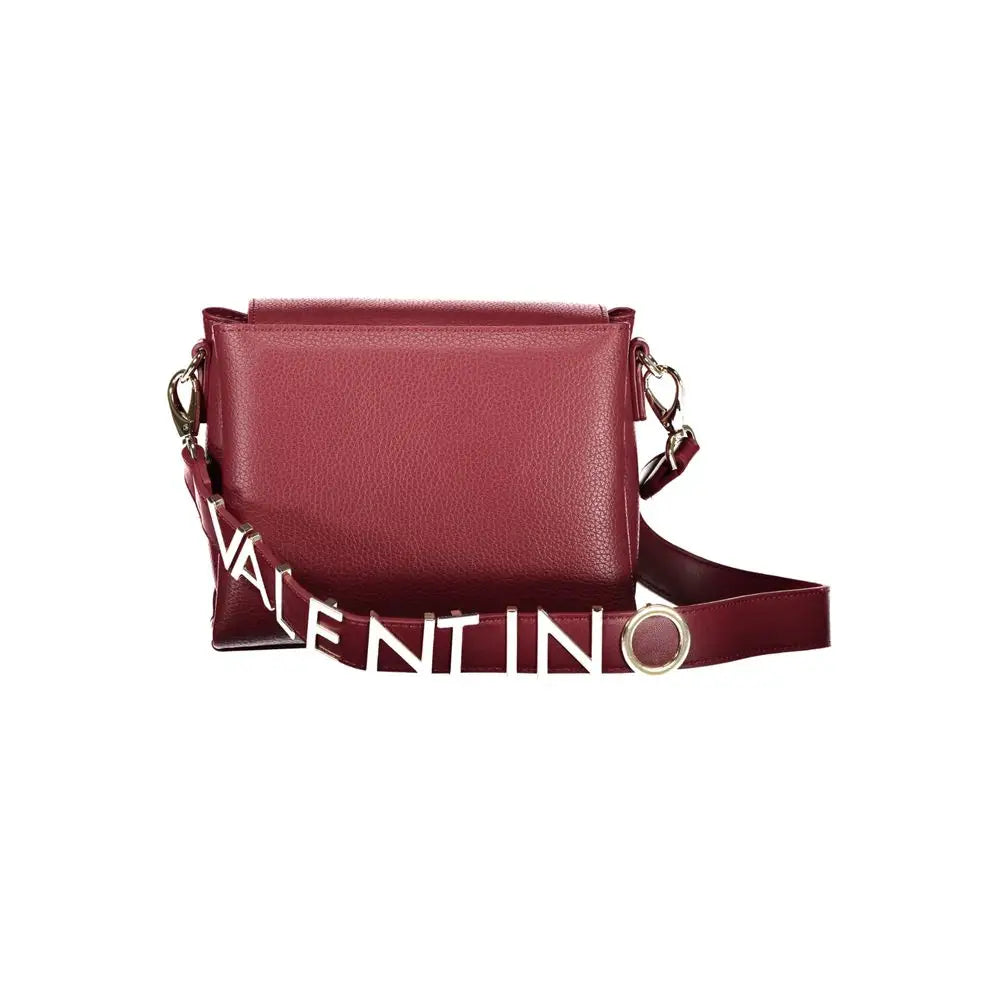 Mario Valentino Rosso polyurethane crossbody bag with silver Valentino strap
