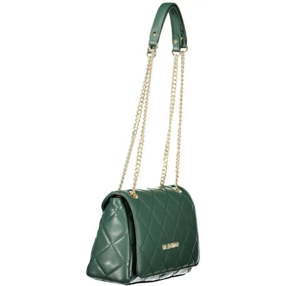 Mario Valentino Verde Poliuretano emerald green quilted leather crossbody bag with gold-tone chain strap and Valentino logo plaque