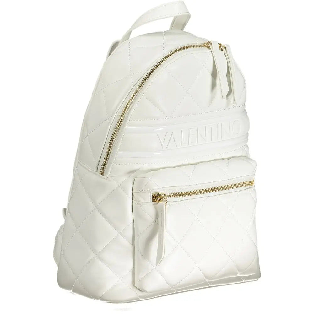 Mario Valentino white polyethylene backpack in quilted leather with gold zippers