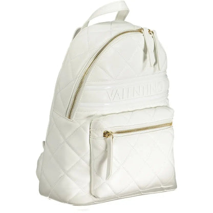 Mario Valentino white polyethylene backpack in quilted leather with gold zippers