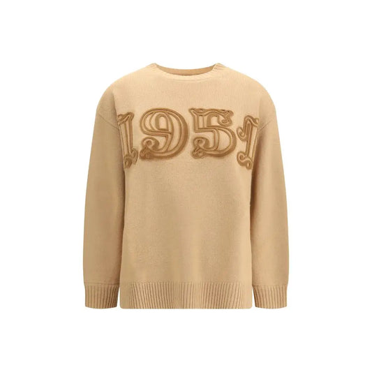 Max Mara beige uldsweatshirt med 1951 broderi, outlet mærkevarer