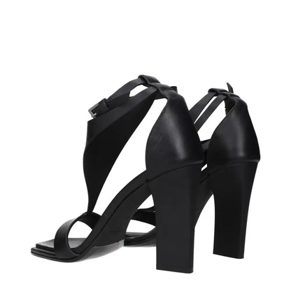 Max Mara Black Leather Stiletto Heels Sandals