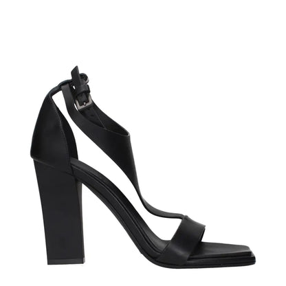 Max Mara Black Leather Stiletto Heels Sandals