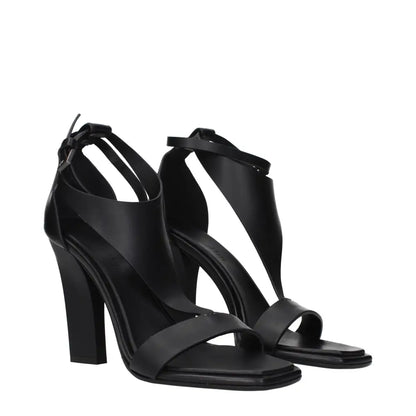 Max Mara Black Leather Stiletto Heels Sandals