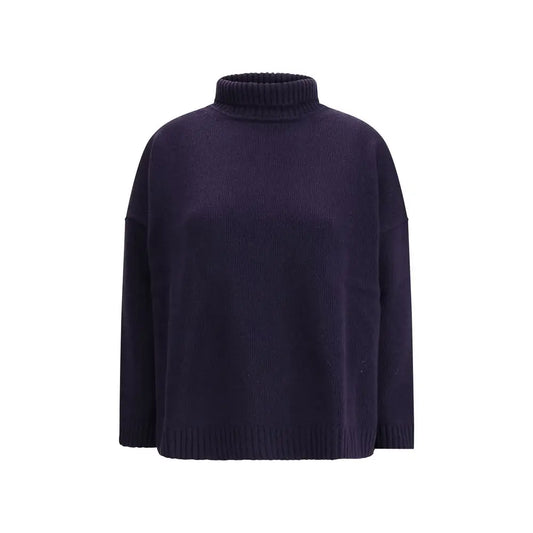 Max Mara blå fleece uld turtleneck, 100% originale brands