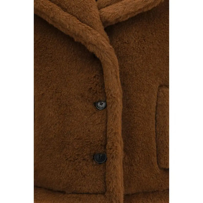 Cozy Max Mara vicugna pacos coat i brun alpakka med blød pels