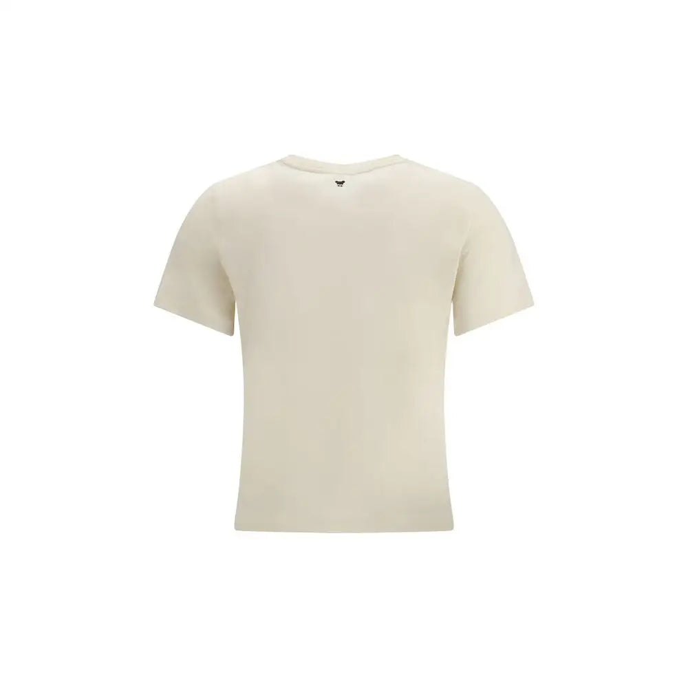 Max Mara cream cotton t-shirt fra outlet mærkevarer