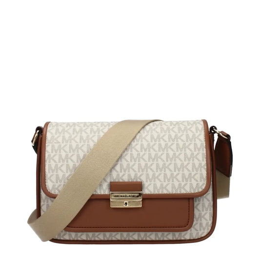 Michael Kors beige fabric crossbody taske med monogram mønster