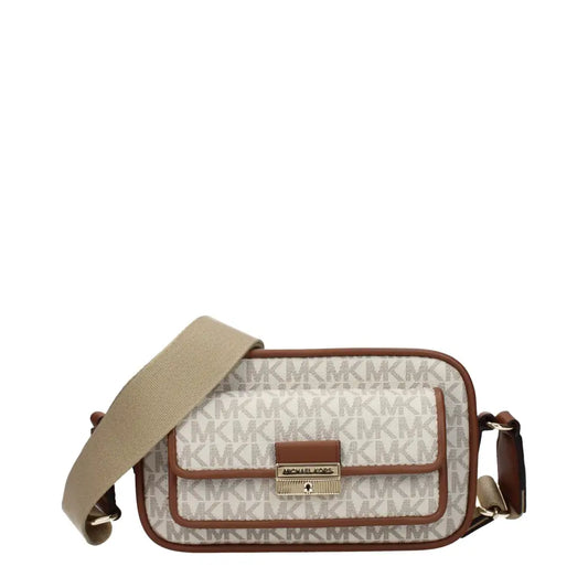 Michael Kors beige fabric crossbody bag with monogram pattern