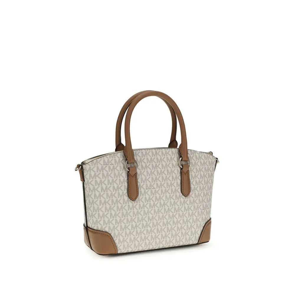 Michael Kors beige skulder taske med monogram mønster i outlet mærkevarer
