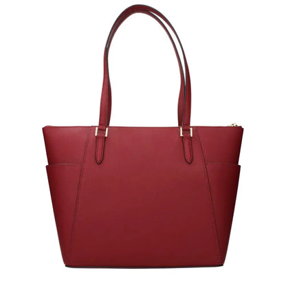 Sleek Michael Kors red leather tote bag with gold hardware