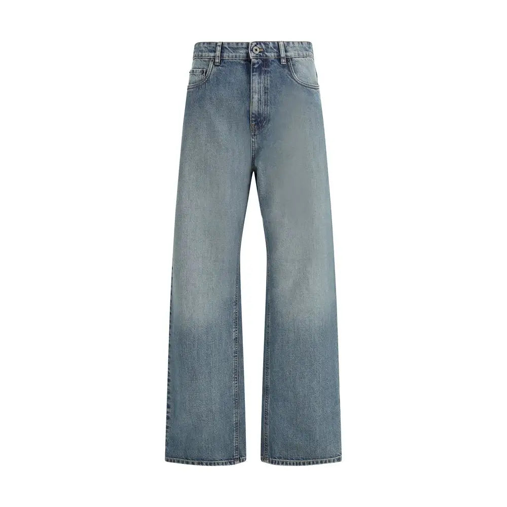 Miu Miu blå bomuld straight-leg jeans med wide-leg silhuet