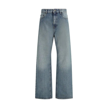 Miu Miu blå bomuld straight-leg jeans med wide-leg silhuet
