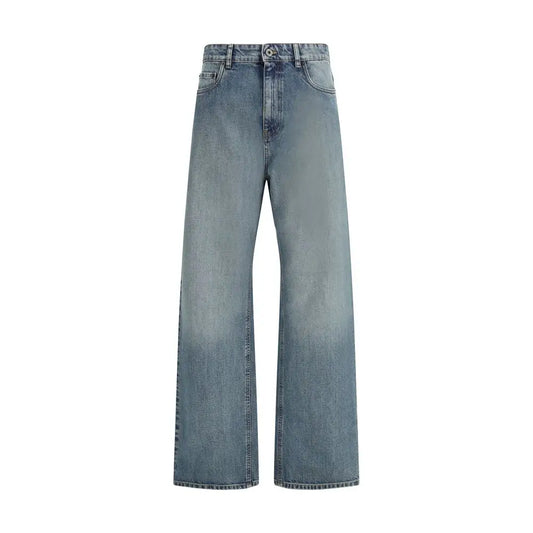 Miu Miu blå bomuld straight-leg jeans med wide-leg silhuet