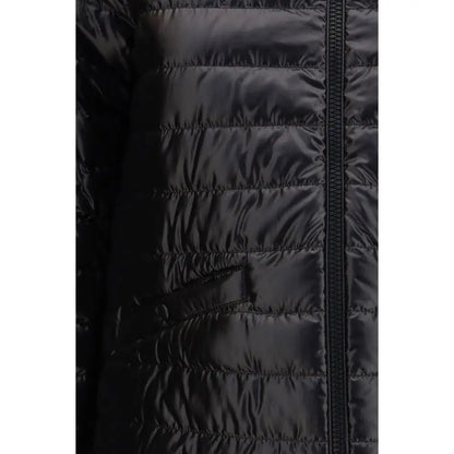 Sort Moncler black polyamide coat med sort quiltet puffer jakke